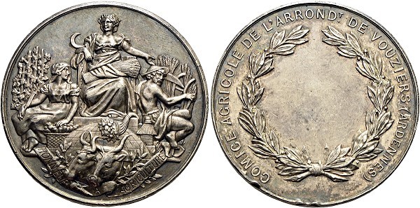 Münze-Frankreich-3-Republik-Vouziers-Medaille-oJ-Comice-Agricole-Arrond-Vouziers-VIA12489