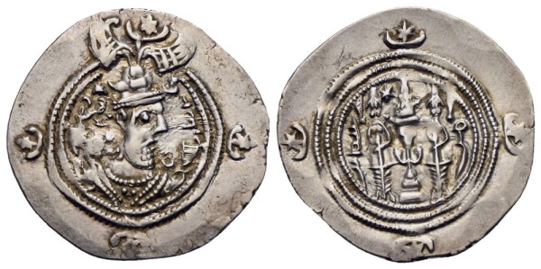 Münze-Sassaniden-Xusro-II-Drachme-Mesan-VIA12703