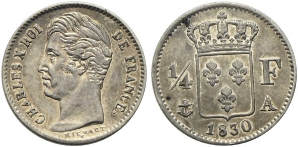 Münze-Frankreich-Viertel-Francs-Karl-X-VIA11191