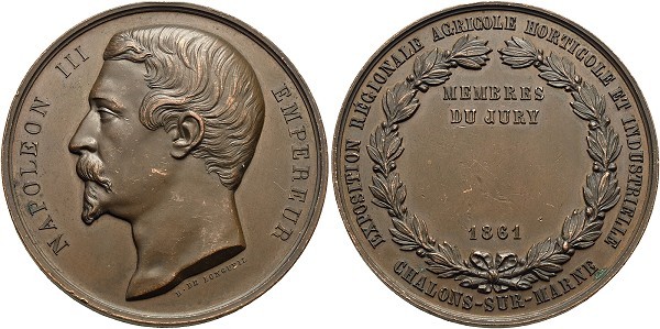 Münze-Frankreich-Napoleon-III-Medaille-1861-Ausstellung-Chalons-sur-Marne-VIA12327