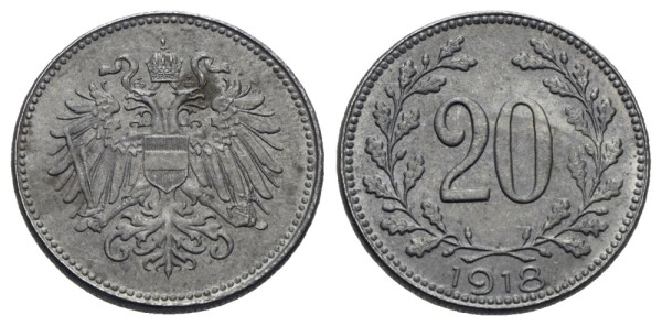 Münze-Kaiserreich-Österreich-Karl-I-20-Heller-1918-Wien-VIA12956