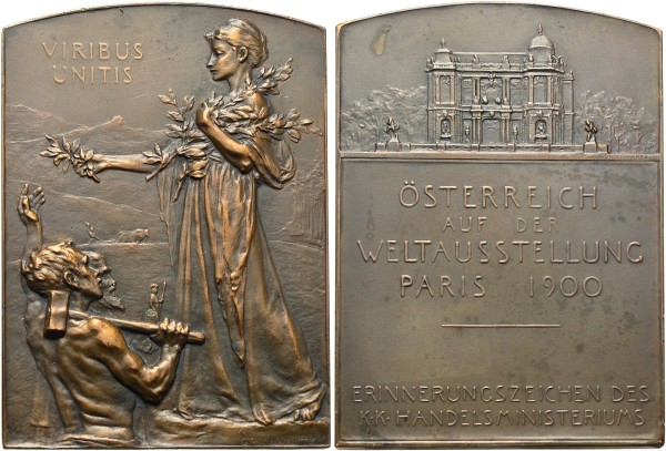 Münze-Medaille-Plakette-Österreich-Franz-Joseph-Weltausstellung-Schwartz-Paris-VIA11401