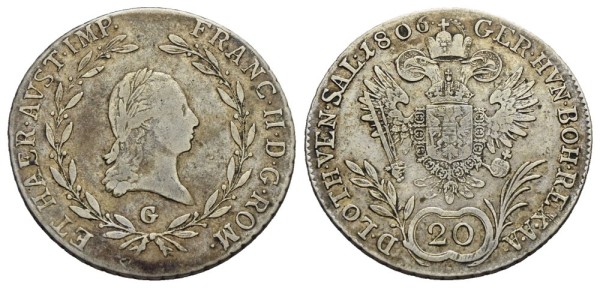 Münze-RDR-Franz-II-20-Kreuzer-1806-Nagyban-VIA12216
