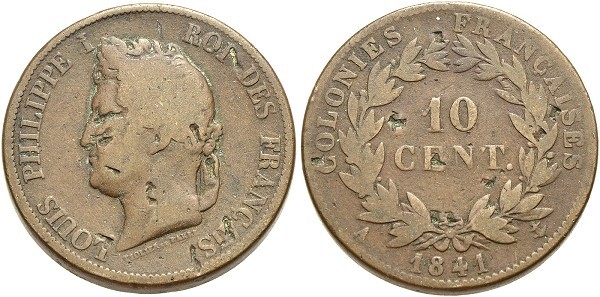 Münze-Frankreich-Kolonien-Araucanie-Orelie-Antoine-Tounens-10-Centimes-1841-Paris-VIA12236