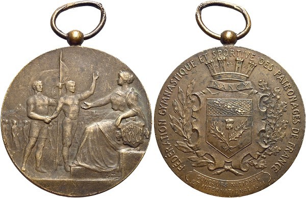 Münze-Frankreich-3-Republik-Nancy-Medaille-1911-Federation-Gymnastique-VIA12462