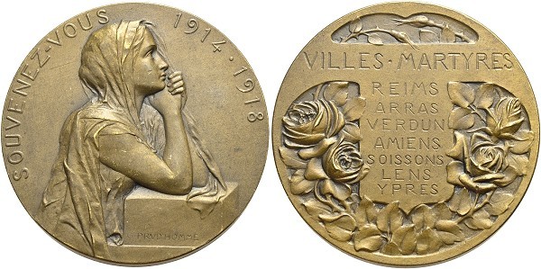 Münze-Frankreich-3-Republik-Medaille-1918-Villes-Martyres-VIA12332