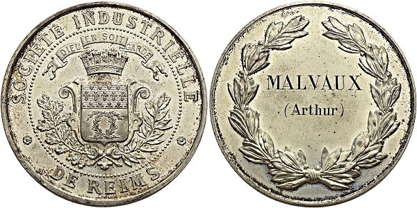 Münze-Frankreich-Reims-3-Republik-versilberte-Medaille-oJ-Arthur-Malvaux-VIA12474