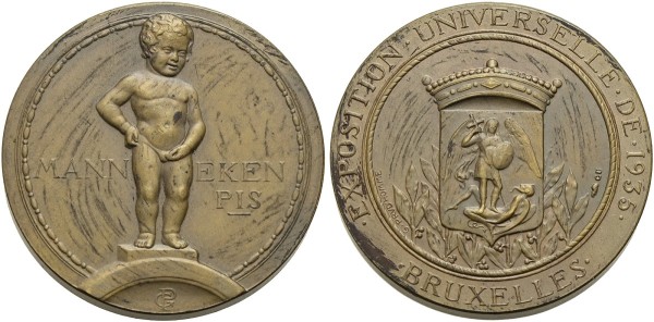 Münze-Belgien-Medaille-1935-Paris-Weltausstellung-Brüssel-VIA11988