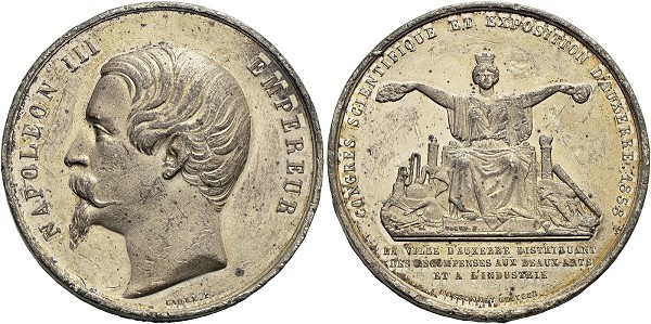Münze-Frankreich-Napoleon-III-Zinnmedaille-1858-Kongress-Auxerre-VIA12326