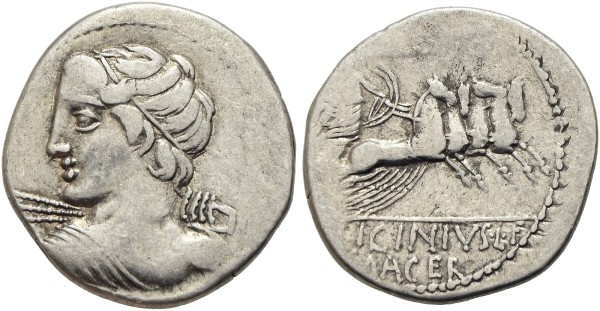 Münze-Römische-Republik-Licinius-Macer-Denar-84-v-Chr-Rom-VIA12402