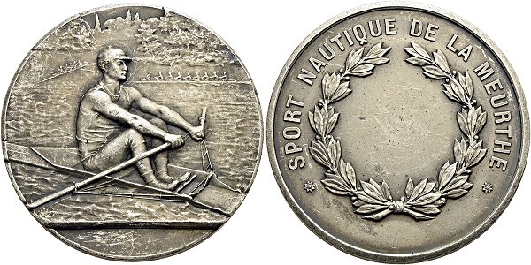 Münze-Frankreich-3-Republik-Meurthe-versilberte-Medaille-oJ-Sport-Nautique-VIA12457