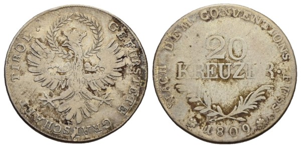 Münze-Österreich-1-Republik-Andreas-Hofer-20-Kreuzer-1809-VIA12118