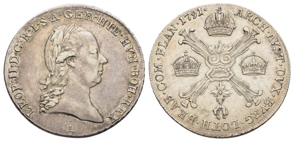 Münze-RDR-Leopold-II-1/4-Kronentaler-1791-Wien-VIA12119