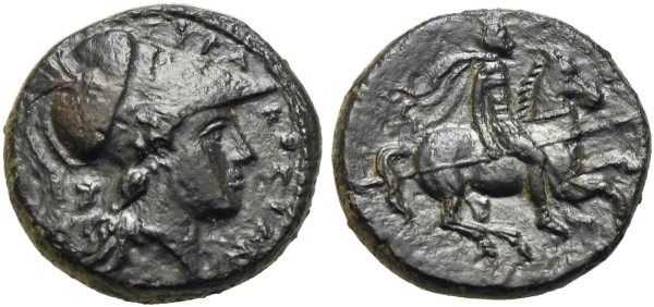 Münze-Sicilia-Syrakus-Agathokles-Bronze-310-305-v-Chr-Athenakopf-VIA12558