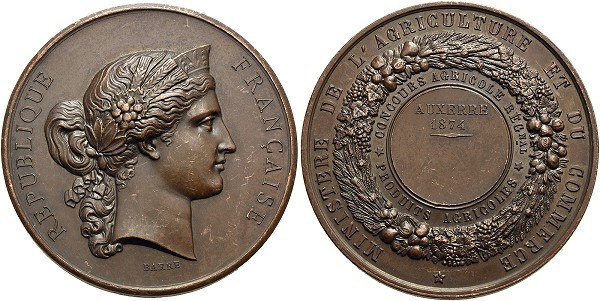 Münze-Frankreich-Auxerre-3-Republik-Medaille-1874-Concours-Agricole-VIA12336