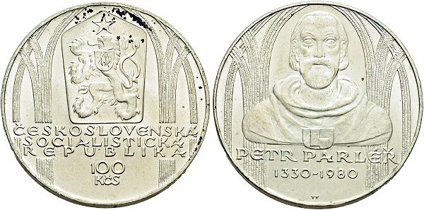 Münze-Tschechien-Republik-100-Korun-1980-Petr-Parler-VIA12417
