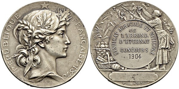Münze-Frankreich-Epernay-3-Republik-Medaille-1904-Syndicat-Agricole-VIA12352