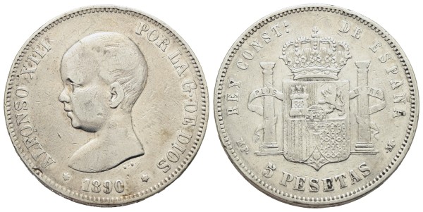 Münze-Spanien-Alfonso-XIII-5-Pesetas-1890-Madrid-VIA12019
