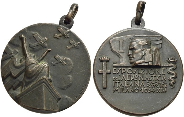 Münze-Italien-Vittorio-Emanuele-III-Medaille-Aeronautica-Ausstellung-1934-VIA11973