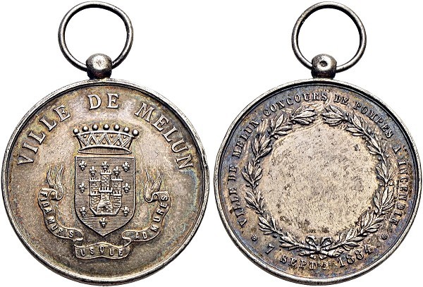 Münze-Frankreich-3-Republik-Melun-Medaille-1884-Concours-Pompes-Incendie-VIA12436