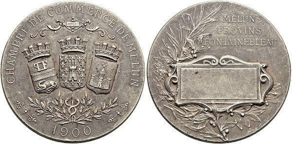 Münze-Frankreich-3-Republik-Melun-Fontainebleau-Provins-Medaille-1900-Chambre-Commerce-Melun-VIA12459