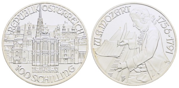 Münze-Österreich-200-Todestag-Mozart-100-Schilling-1991-VIA12085