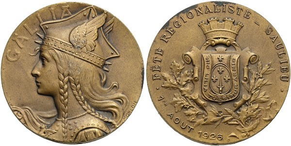 Münze-Frankreich-3-Republik-Saulieu-Medaille-1926-Fete-Regionaliste-VIA12485