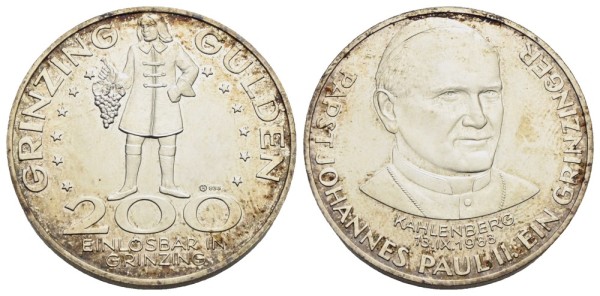Münze-Österreich-Papst-Johannes-Paul-II-Grinzinggulden-200-Schilling-1983-VIA12076