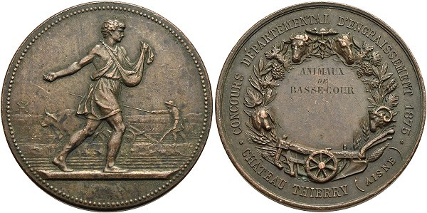 Münze-Frankreich-Chateau-Thierry-3-Republik-Medaille-1875-Concours-Departemental-Engraissement-VIA12342
