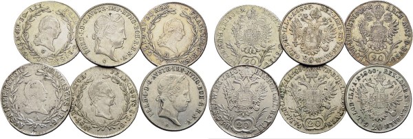 Münzen-RDR-Österreich-Lot-20-Kreuzer-Franz-II-I-Ferdinand-I-VIA11805