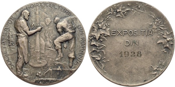 Münze-Rumänien-Michael-I-versilberte-AE-Medaille-1928-Horticultura-VIA12541