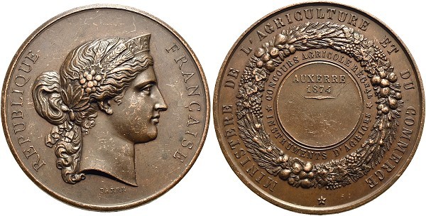 Münze-Frankreich-Auxerre-3-Republik-Medaille-1874-Concours-Agricole-VIA12337