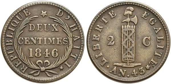 Münze-Haiti-2-Centimes-AN43-1846-VIA12274