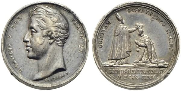 Münze-Medaille-Miniatur-Frankreich-Karl-X-Gayrard-Krönung-VIA11560