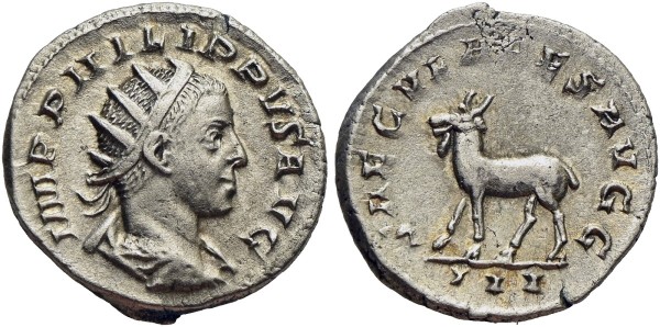 Münze-Römische-Kaiserzeit-Philippus-II-Antoninian-248-Rom-VIA12426