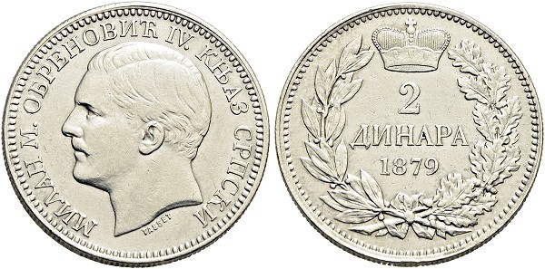 Münze-Serbien-Milan-I-Obrenovic-2-Dinara-1879-VIA12356
