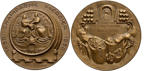 Münze-Frankreich-Epernay-4-Repbulik-Medaille-1958-Centenaire-Champagne-Mercier-VIA12495