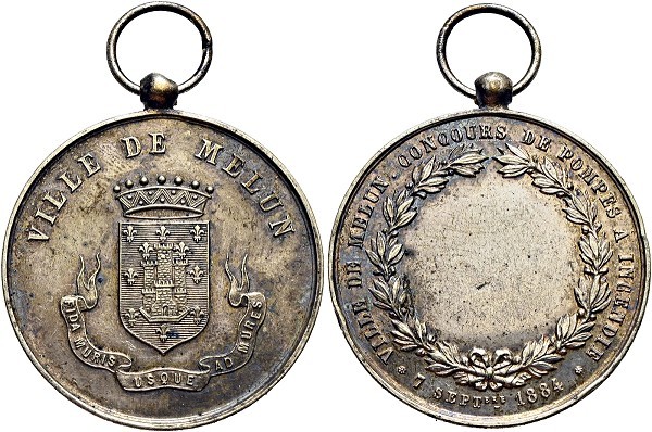 Münze-Frankreich-3-Republik-Melun-Medaille-1884-Concours-Pompes-Incendie-VIA12437