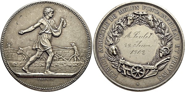 Münze-Frankreich-3-Republik-Melun-Fontainebleau-Provins-Medaille-1902-Poulet-VIA12456