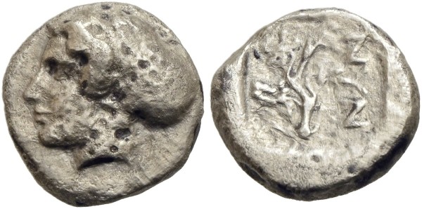 Münze-Antike-Bosporus-Nymphaion-Drachme-400-v-Chr-VIA12514