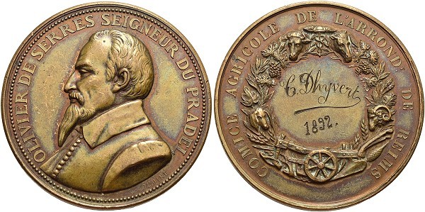 Münze-Frankreich-Reims-3-Republik-Medaille-1892-Olivier-de-Serres-VIA12476