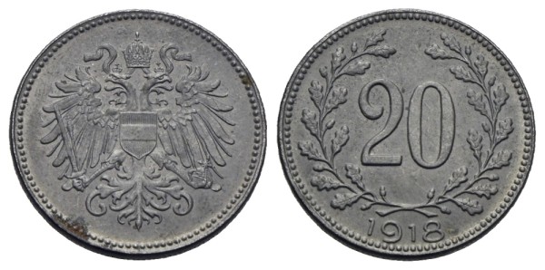 Münze-Kaiserreich-Österreich-Karl-I-20-Heller-1918-Wien-VIA12955
