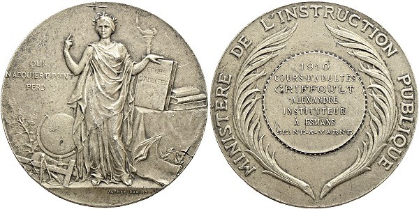 Münze-Frankreich-3-Republik-Seine-et-Marne-Medaille-1910-Cours-Adultes