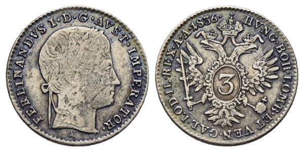 Münze-Kaiserreich-Österreich-Ferdinand-I-3-Kreuzer-1836-A-Wien-VIA12875