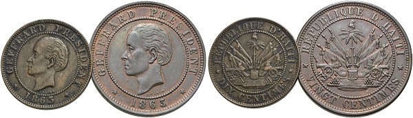 Münze-Haiti-10-Centime-und-20-Centimes-1863-VIA12279