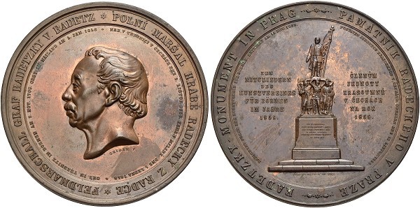 Münze-Kaiserreich-Österreich-Franz-Joseph-Medaille-1859-Radetzky-Denkmal-Prag-VIA12449