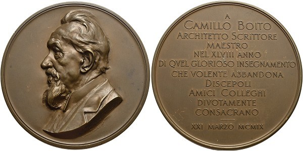 Münze-Italien-Vittorio-Emanuele-III-Medaille-1909-Mailand-Camillo-Boito-VIA12448