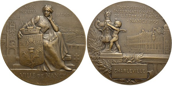 Münze-Frankreich-3-Republik-Nancy-Medaille-1909-Exposition-International-VIA12461