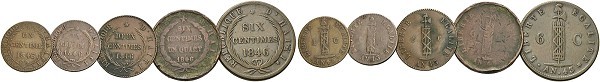 Münze-Haiti-Lot-1-Centime-bis-6-Centimes-AN43-1846-VIA12278