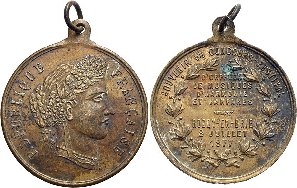 Münze-Frankreich-3-Republik-Rozay-en-Brie-Medaille-1877-Concours-Festival-VIA12484